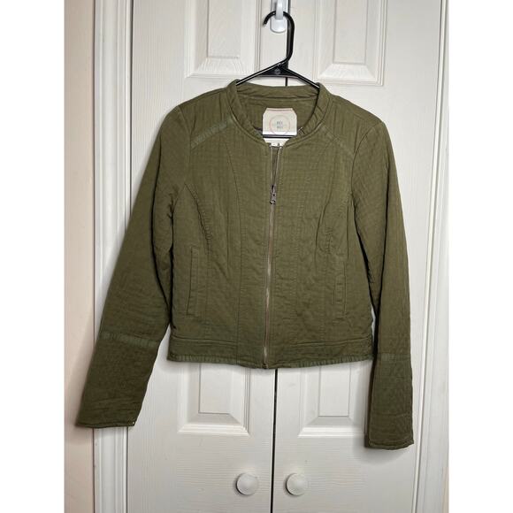 Anthropologie HEI HEI Quilted Olive Green Zip Up Jacket Womens Size XS - Picture 1 of 9